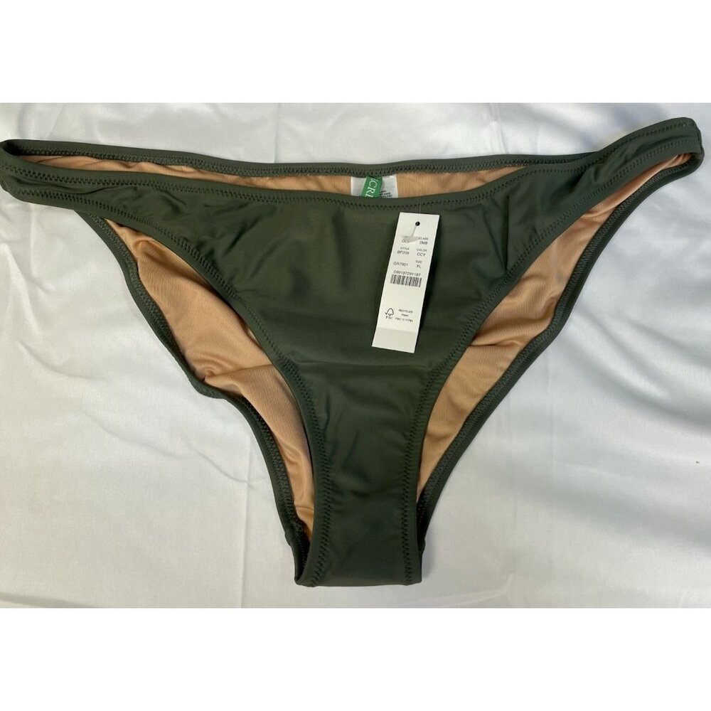J. Crew Boomerang High‎ leg Bikini Bottom Green XL BP209 X Large Swimsuit NEW
